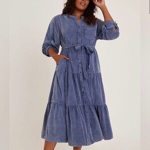 Anthropologie Pilcro 100% cotton Blue Midi Dress